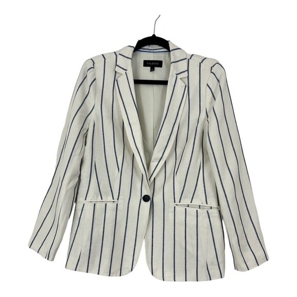 Talbots Womens Size 8 Classic Striped Linen Blazer - Picture 1 of 4